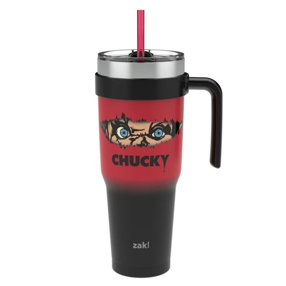 Zak Designs Chucky “No More Mr Good Guy Handle Tumbler, Stainless Steel NWT
